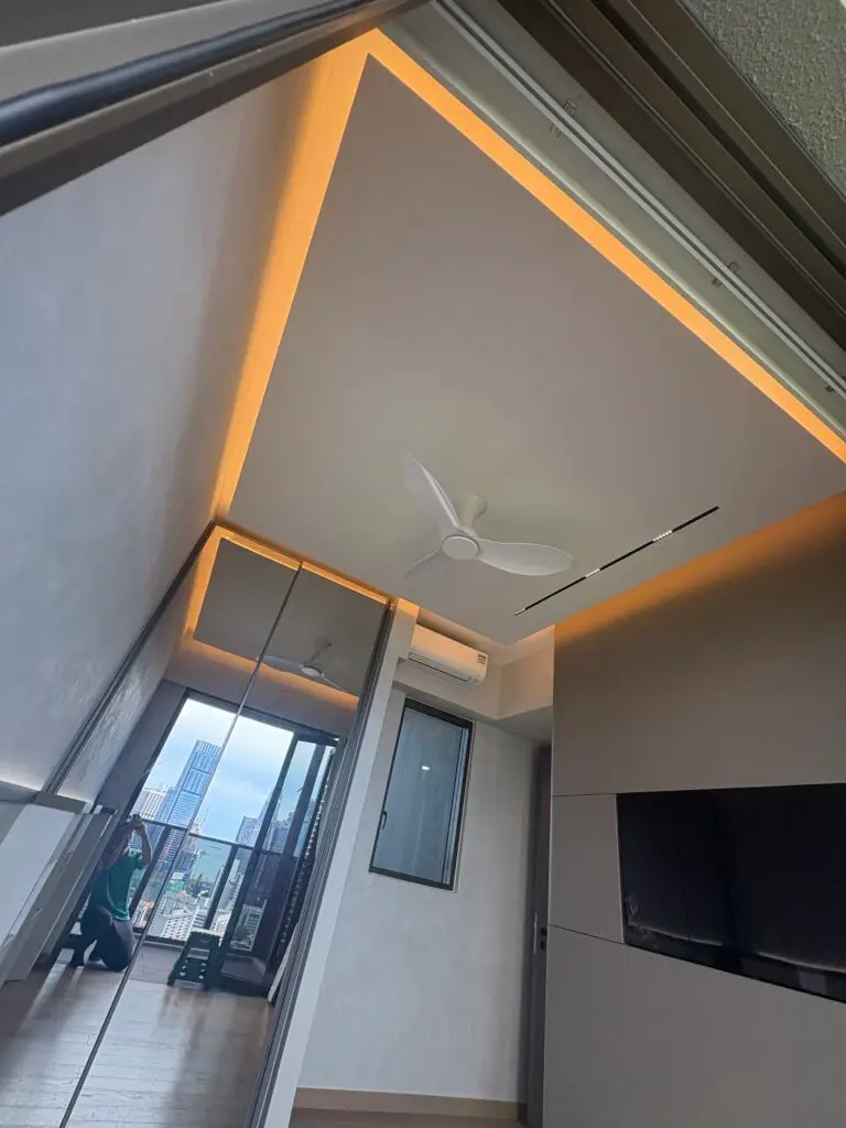 Home 18 internal view of masterbedroom ultra thin edge dustless covelight island ceiling with warm glow ambience